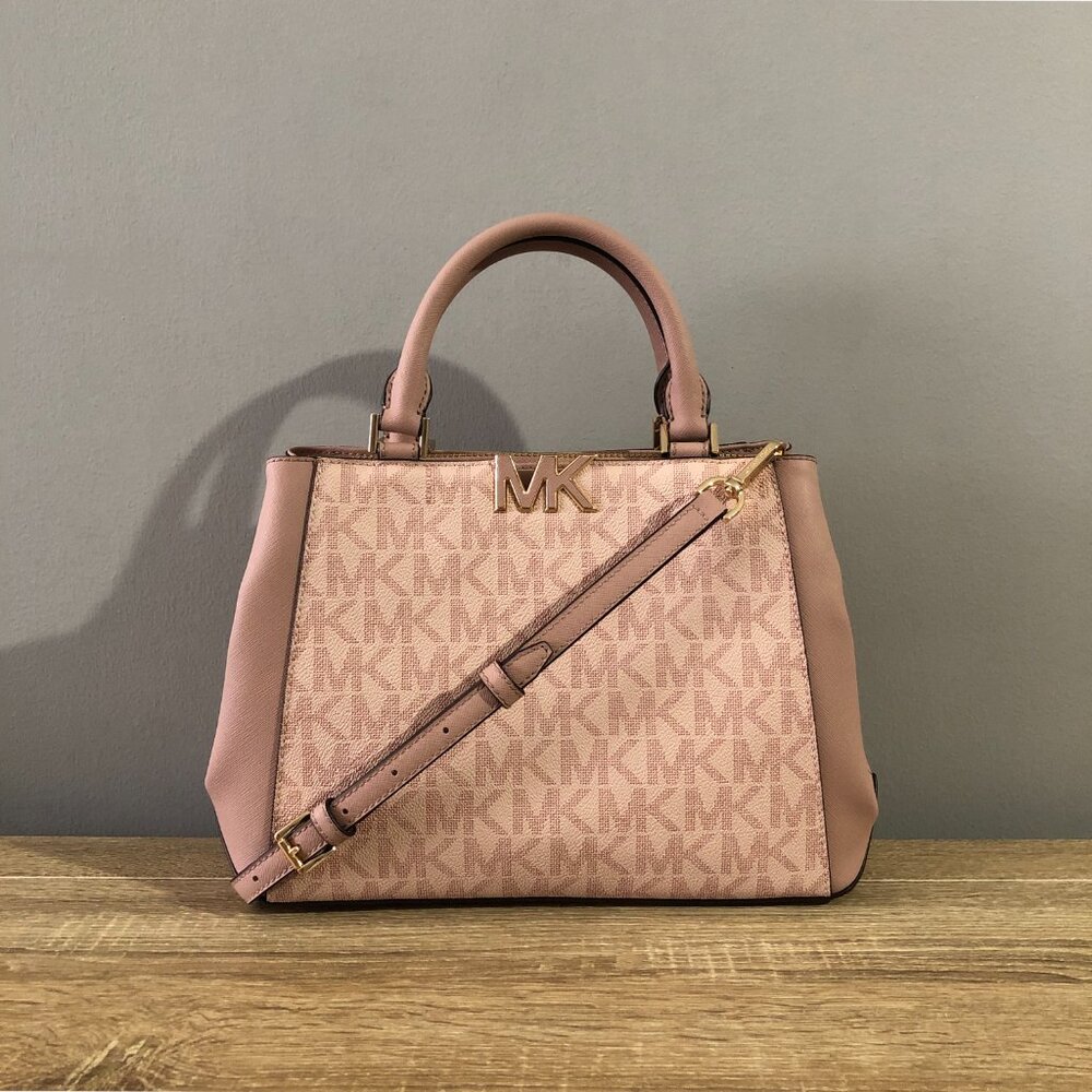 Michael Kors Florence Saffiano Leather Soft Pink Satchel Handbag MSRP $398